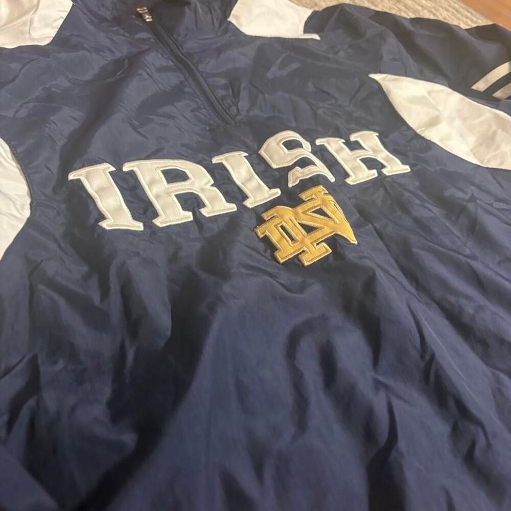 =Super crazy windbreaker here Navy blue Notre Dame windbreaker